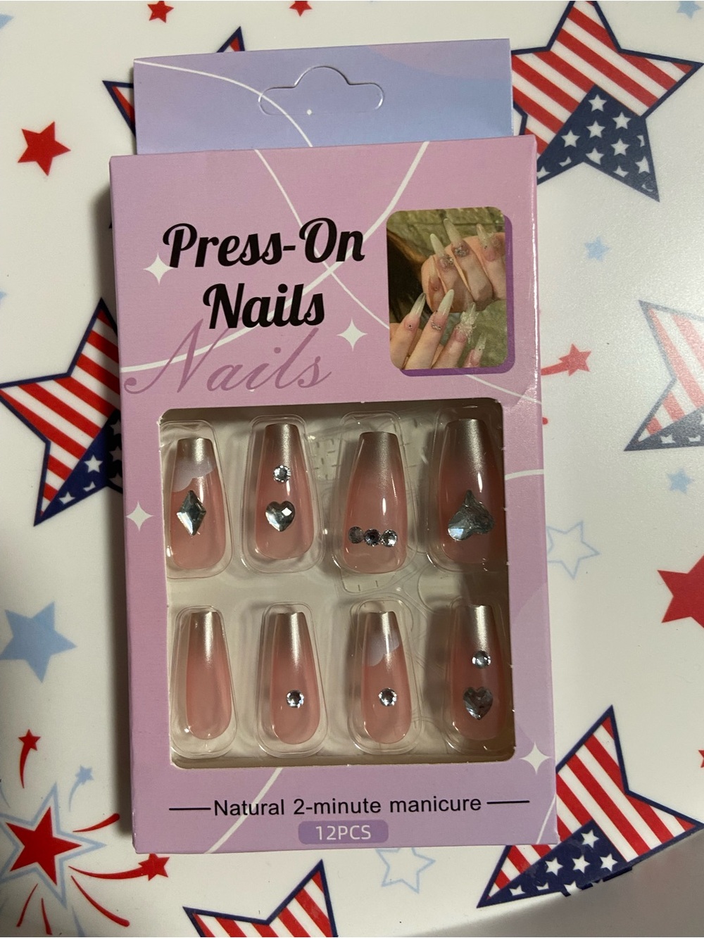 Pink Rhinestone Accent Nails